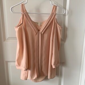 Elegant Peach Cold Shoulder Blouse
